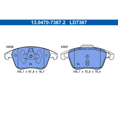 Bremsbelagsatz, Scheibenbremse ATE Ceramic 13.0470-7367.2 Bremsbelagsatz, Scheibenbremse ATE Ceramic 13.0470-7367.2