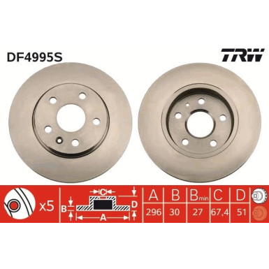 Bremsscheibe TRW SINGLE DF4995S Bremsscheibe TRW SINGLE DF4995S