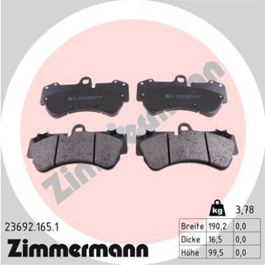 Zimmermann Bremsbelagsatz, Scheibenbremse 23692.165.1
