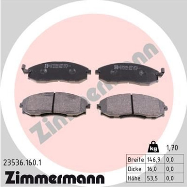 Zimmermann Bremsbelagsatz, Scheibenbremse 23536.160.1 Zimmermann Bremsbelagsatz, Scheibenbremse 23536.160.1