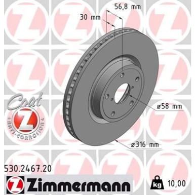 Zimmermann Bremsscheibe Coat Z 530.2467.20