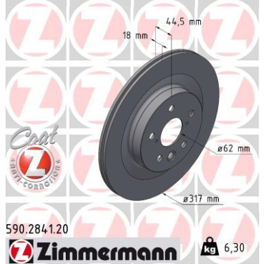 Zimmermann Bremsscheibe Coat Z 590.2841.20 Zimmermann Bremsscheibe Coat Z 590.2841.20