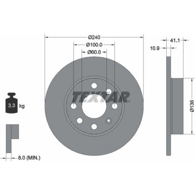 Textar Bremsscheibe PRO 92111303 Textar Bremsscheibe PRO 92111303