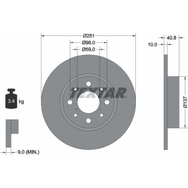 Textar Bremsscheibe PRO 92202303 Textar Bremsscheibe PRO 92202303