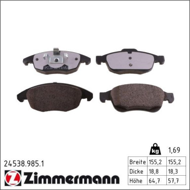 Bremsbelagsatz, Scheibenbremse 24538.985.1 Bremsbelagsatz, Scheibenbremse 24538.985.1