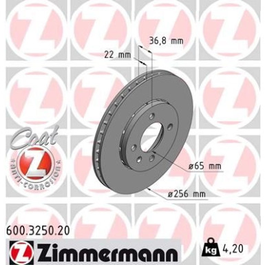 Zimmermann Bremsscheibe Coat Z 600.3250.20