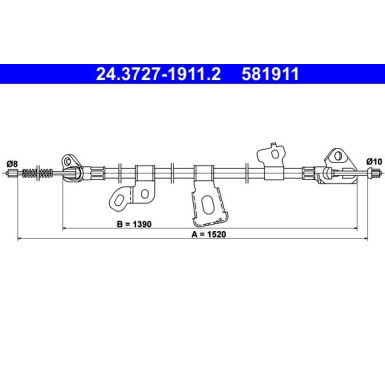 ATE Seilzug, Feststellbremse 24.3727-1911.2 ATE Seilzug, Feststellbremse 24.3727-1911.2
