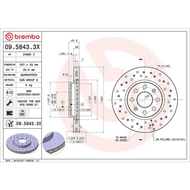 Brembo Bremsscheibe XTRA LINE - Xtra 09.5843.3X Brembo Bremsscheibe XTRA LINE - Xtra 09.5843.3X