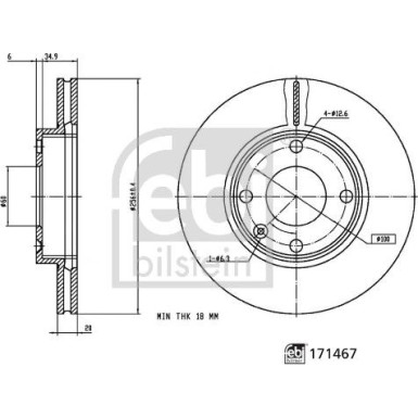 FEBI BILSTEIN 171467 Bremsscheibe FEBI BILSTEIN 171467 Bremsscheibe