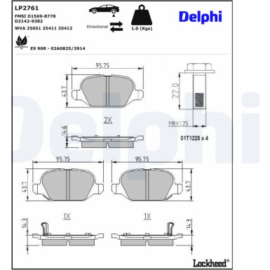 Delphi Bremsbelagsatz, Scheibenbremse LP2761