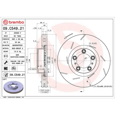 Brembo Bremsscheibe PRIME LINE - UV Coated 09.C549.21 Brembo Bremsscheibe PRIME LINE - UV Coated 09.C549.21
