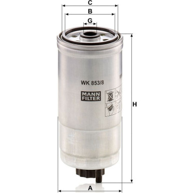 Mann-Filter Kraftstofffilter WK 853/8 Mann-Filter Kraftstofffilter WK 853/8