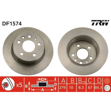 TRW Bremsscheibe DF1574 TRW Bremsscheibe DF1574