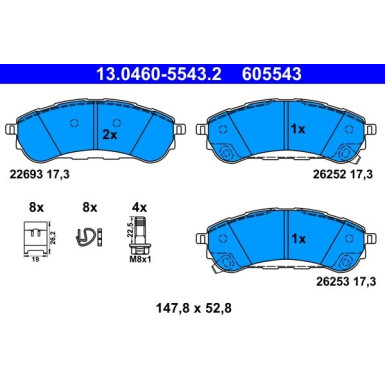 Bremsbelagsatz, Scheibenbremse 13.0460-5543.2 Bremsbelagsatz, Scheibenbremse 13.0460-5543.2