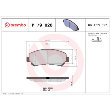 Brembo Bremsbelagsatz, Scheibenbremse PRIME LINE P 79 028