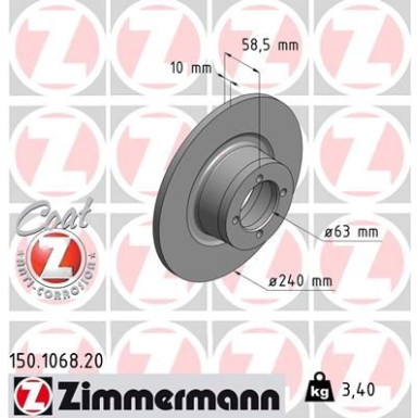 Zimmermann Bremsscheibe Coat Z 150.1068.20 Zimmermann Bremsscheibe Coat Z 150.1068.20
