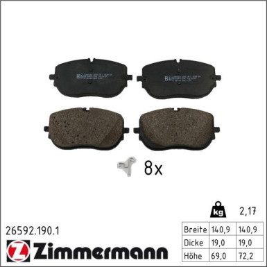 Zimmermann Bremsbelagsatz, Scheibenbremse 26592.190.1