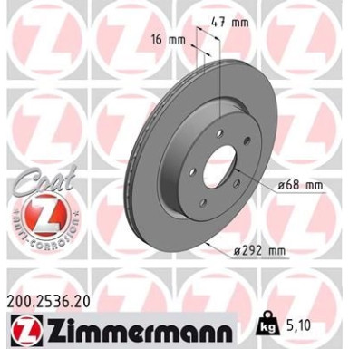 Zimmermann Bremsscheibe Coat Z 200.2536.20