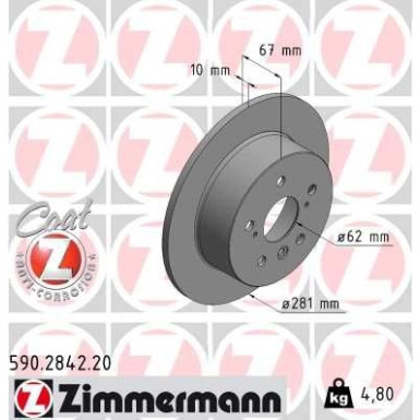 Zimmermann Bremsscheibe Coat Z 590.2842.20