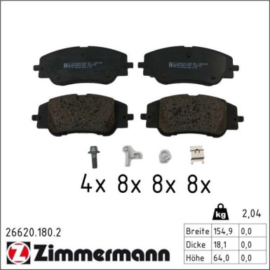 Bremsbelagsatz, Scheibenbremse 26620.180.2 Bremsbelagsatz, Scheibenbremse 26620.180.2