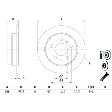 BOSCH 0 986 479 235 Bremsscheibe 258mm + 0 986 494 023 Bremsbeläge passend für MERCEDES-BENZ A-Klasse, B-Klasse