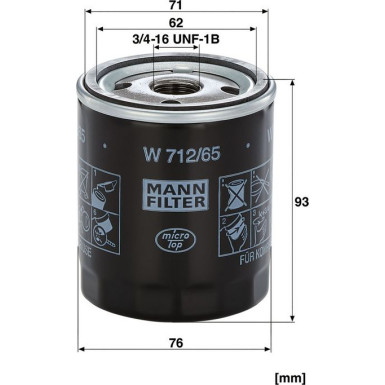 Mann-Filter Ölfilter W 712/65 Mann-Filter Ölfilter W 712/65
