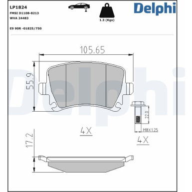 Delphi Bremsbelagsatz, Scheibenbremse LP1824