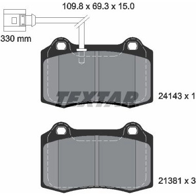 Textar Bremsbelagsatz, Scheibenbremse Q+ 2414301 Textar Bremsbelagsatz, Scheibenbremse Q+ 2414301