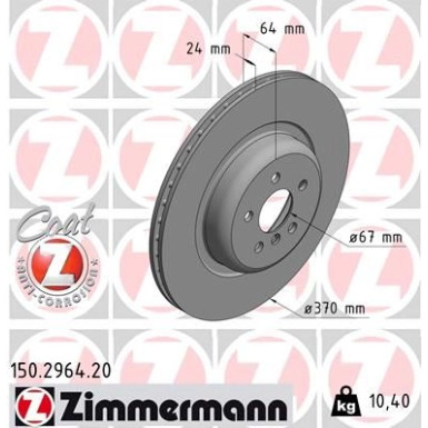 Zimmermann Bremsscheibe Coat Z 150.2964.20 Zimmermann Bremsscheibe Coat Z 150.2964.20