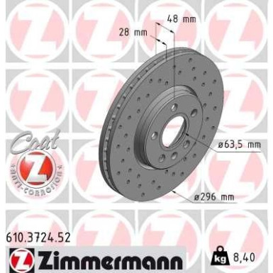 Zimmermann Bremsscheibe SPORT Z 610.3724.52