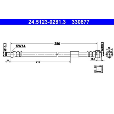 ATE Bremsschlauch 24.5123-0281.3 ATE Bremsschlauch 24.5123-0281.3