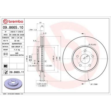 Brembo Bremsscheibe PRIME LINE - UV Coated 09.8665.11