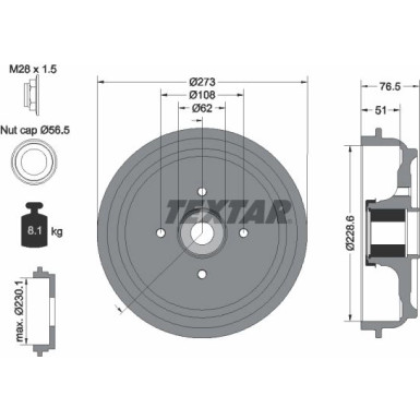 Textar Bremstrommel 94037900
