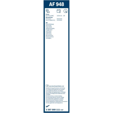 BOSCH AF 948 Scheibenwischer Aerofit 3 397 009 111 BOSCH AF 948 Scheibenwischer Aerofit 3 397 009 111