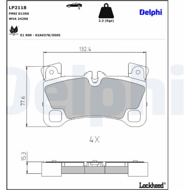 Delphi Bremsbelagsatz, Scheibenbremse LP2118 Delphi Bremsbelagsatz, Scheibenbremse LP2118
