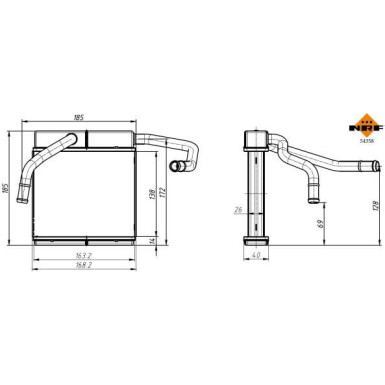 NRF Wärmetauscher, Innenraumheizung mit Rohr EASY FIT 54358