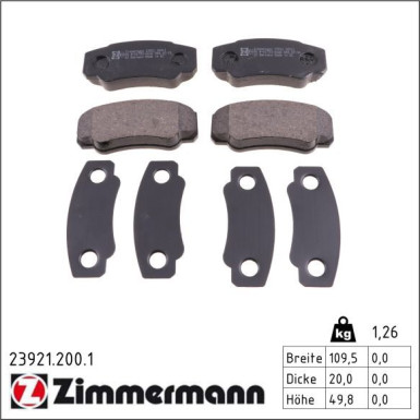 Zimmermann Bremsbelagsatz, Scheibenbremse 23921.200.1 Zimmermann Bremsbelagsatz, Scheibenbremse 23921.200.1
