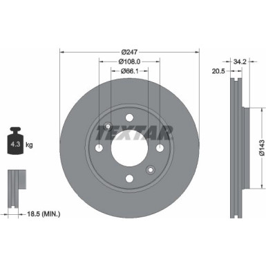 Textar Bremsscheibe PRO 92043103 Textar Bremsscheibe PRO 92043103