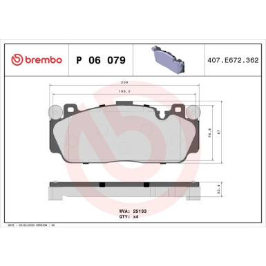 Brembo Bremsbelagsatz, Scheibenbremse PRIME LINE P 06 079