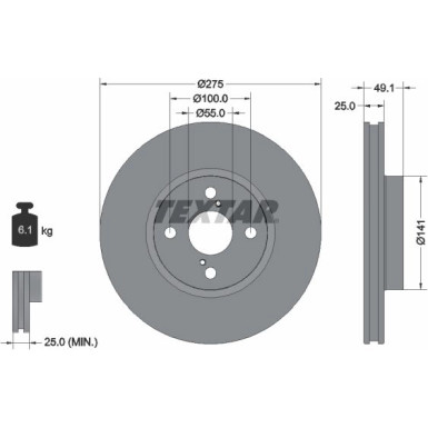 Textar Bremsscheibe PRO 92126003 Textar Bremsscheibe PRO 92126003