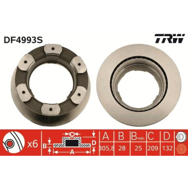 Bremsscheibe TRW SINGLE DF4993S