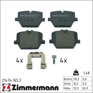 Bremsbelagsatz, Scheibenbremse 21474.165.2 Bremsbelagsatz, Scheibenbremse 21474.165.2
