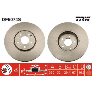 Bremsscheibe TRW SINGLE DF6074S Bremsscheibe TRW SINGLE DF6074S