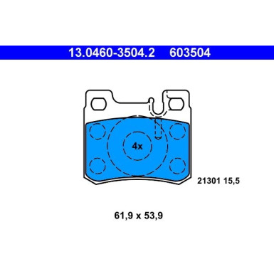 ATE Bremsbelagsatz, Scheibenbremse 13.0460-3504.2 ATE Bremsbelagsatz, Scheibenbremse 13.0460-3504.2