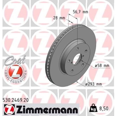 Zimmermann Bremsscheibe Coat Z 530.2469.20 Zimmermann Bremsscheibe Coat Z 530.2469.20
