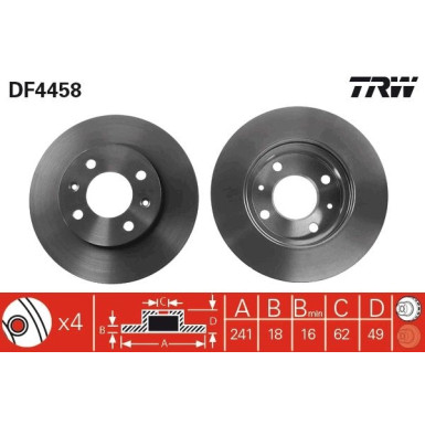 TRW Bremsscheibe DF4458 TRW Bremsscheibe DF4458