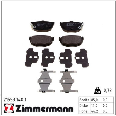 Zimmermann Bremsbelagsatz, Scheibenbremse 21553.140.1 Zimmermann Bremsbelagsatz, Scheibenbremse 21553.140.1