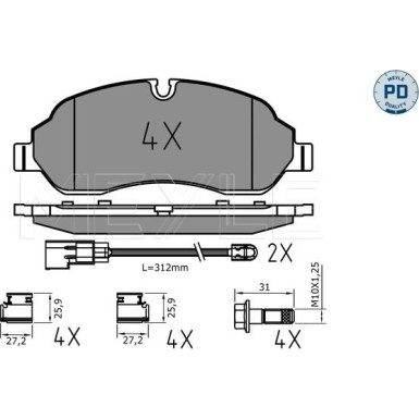 Meyle Bremsbelagsatz, Scheibenbremse MEYLE-PD: Advanced performance and design 025 220 3417/PD Meyle Bremsbelagsatz, Scheibenbremse MEYLE-PD: Advanced performance and design 025 220 3417/PD