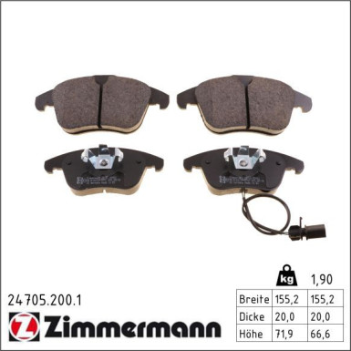 Zimmermann Bremsbelagsatz, Scheibenbremse 24705.200.1