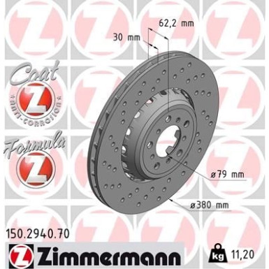 ZIMMERMANN 150.2940.70 – Sport‑Bremsscheibe Ø380 mm links ZIMMERMANN 150.2940.70 – Sport‑Bremsscheibe Ø380 mm links